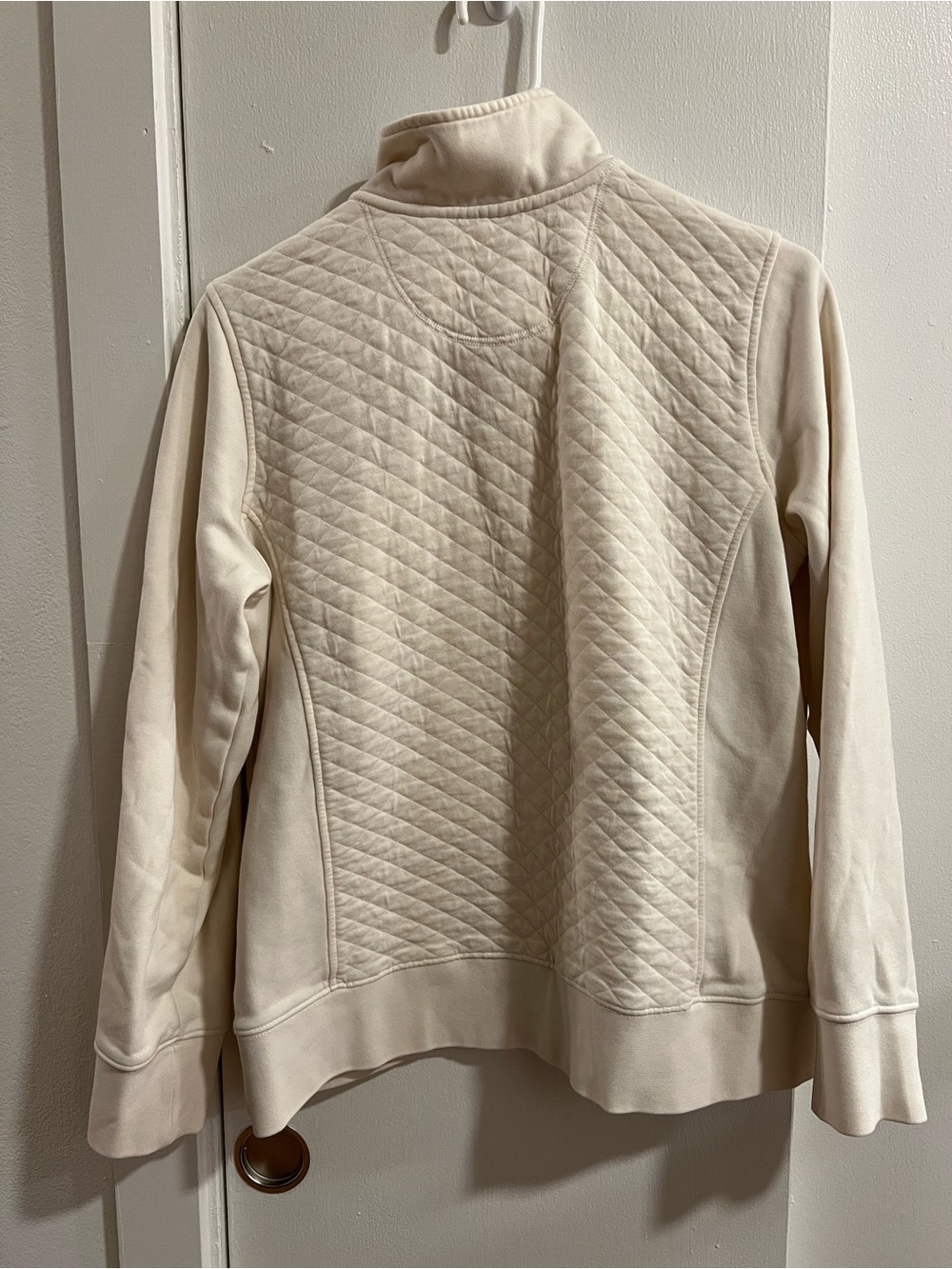L.L. Bean Cream Quilted Quarter-Zip - Picture 4 of 4